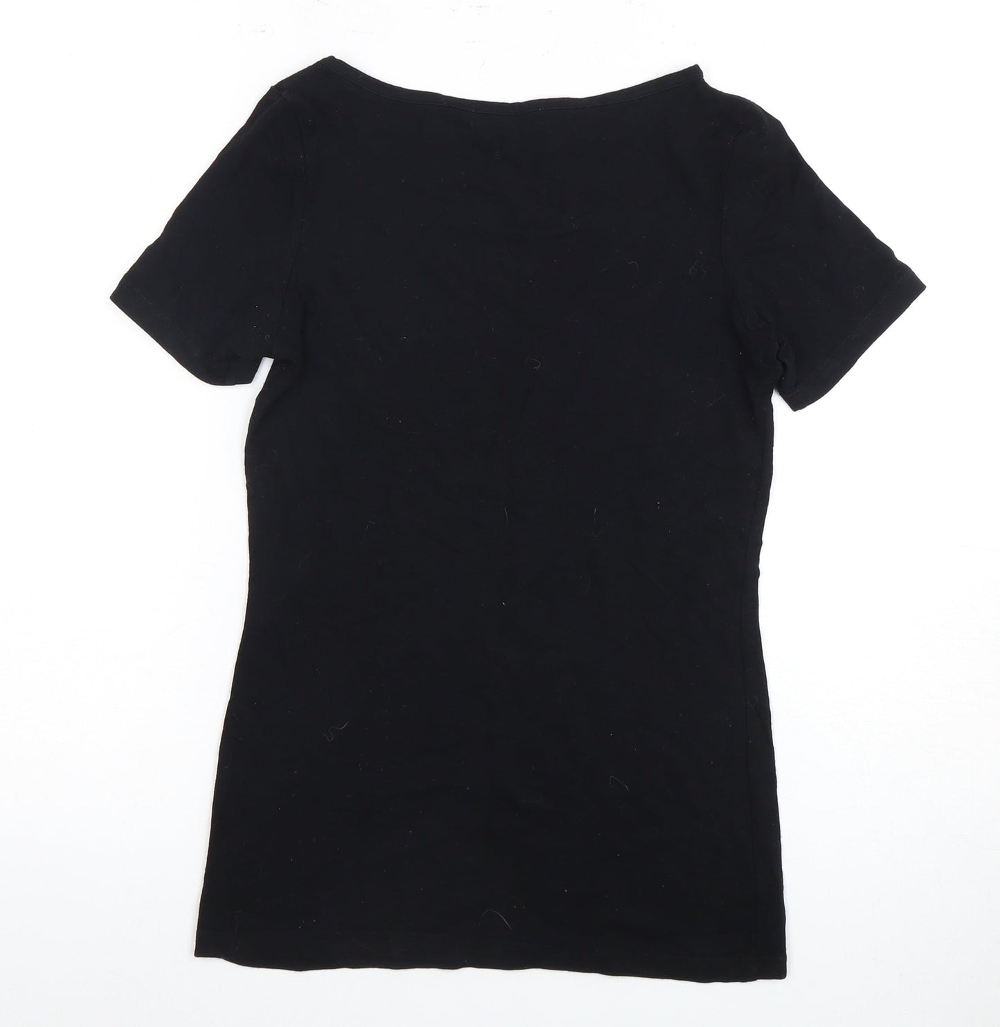 Womens UK Size S Oasis Black Basic T-Shirt