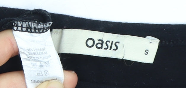 Womens UK Size S Oasis Black Basic T-Shirt