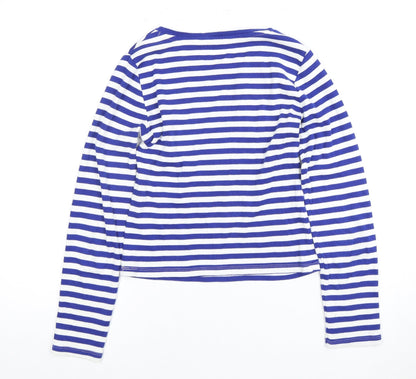 Mini Boden Girls Blue Striped Long Sleeve T-Shirt