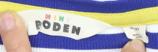 Mini Boden Girls Blue Striped Long Sleeve T-Shirt