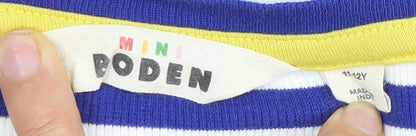 Mini Boden Girls Blue Striped Long Sleeve T-Shirt