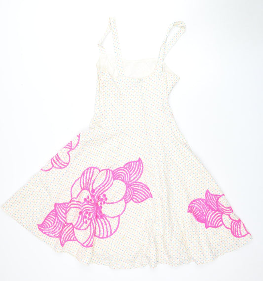 French Connection Women's Ivory Floral Cotton Dress Size 8