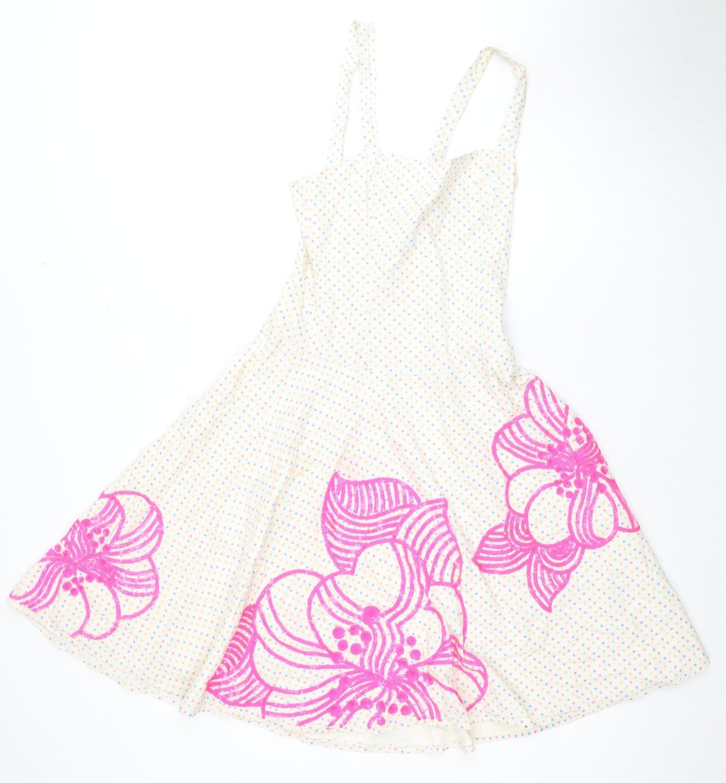 French Connection Women's Ivory Floral Cotton Dress Size 8