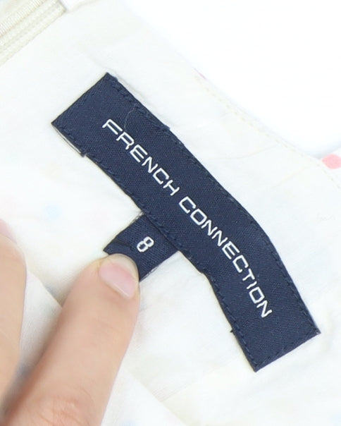 French Connection Women's Ivory Floral Cotton Dress Size 8