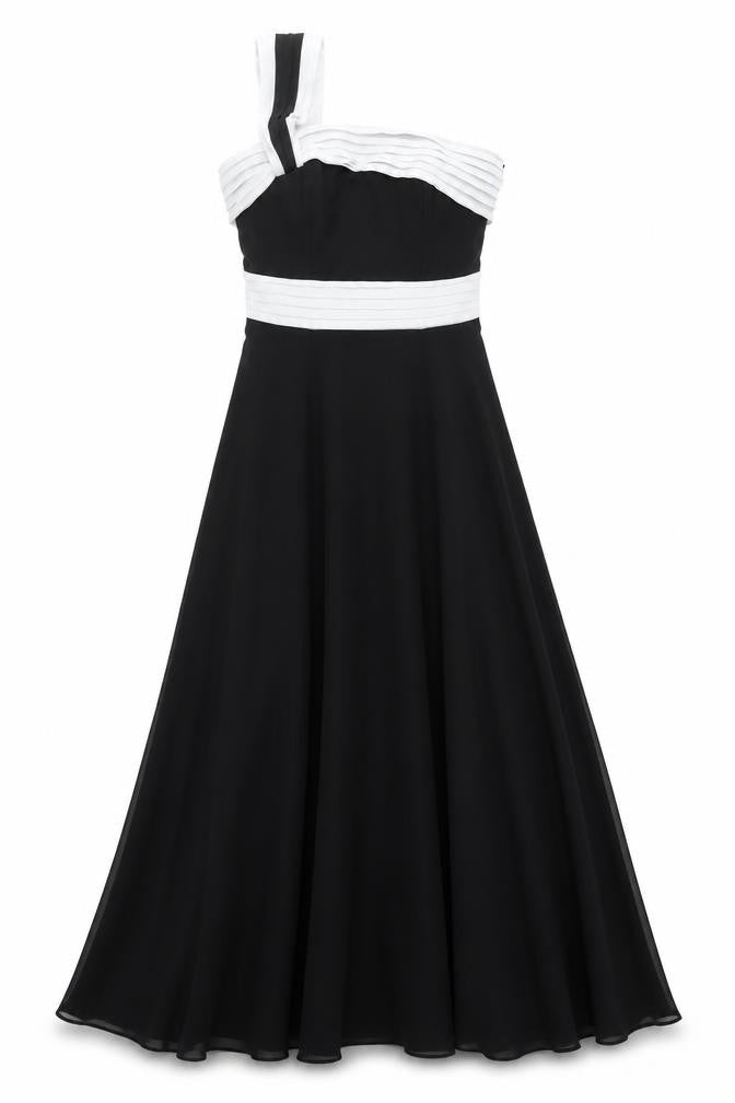 Debut Women's Long Black Chiffon Dress, Size 8