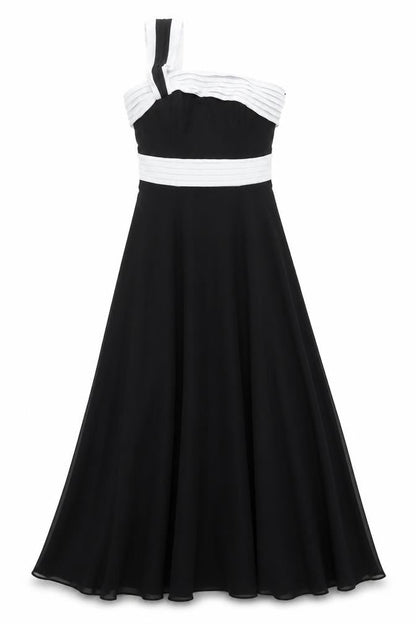 Debut Women's Long Black Chiffon Dress, Size 8