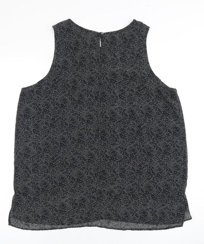 Gap Women's Black Floral Sleeveless Blouse Size 14