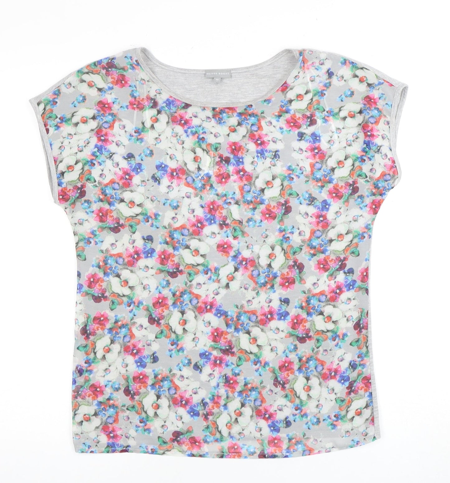 Womens UK Size 10 Oliver Bonas Multicoloured Basic T-Shirt