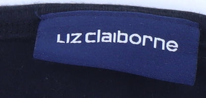 Liz Claiborne Women's Beige Black Striped V-Neck T-Shirt M