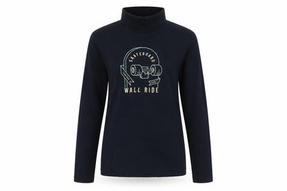 Front view of KIABI Black High Neck Long Sleeve T-Shirt for Teens