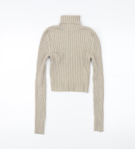 Womens UK Size S Bershka Beige Pullover Jumper