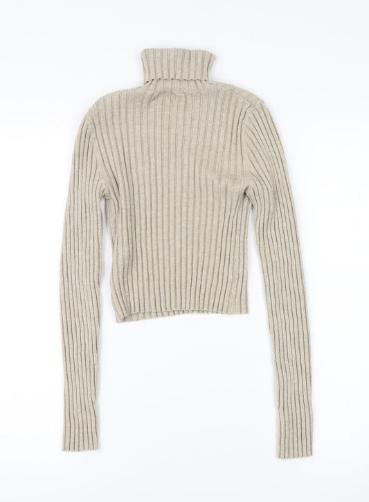 Womens UK Size S Bershka Beige Pullover Jumper