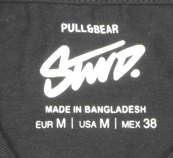 Pull&Bear Men's Black M Cotton T-Shirt