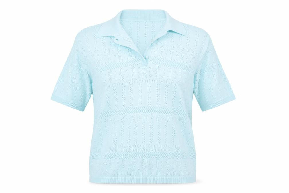 Womens UK Size 14 Damart Blue Henley Jumper