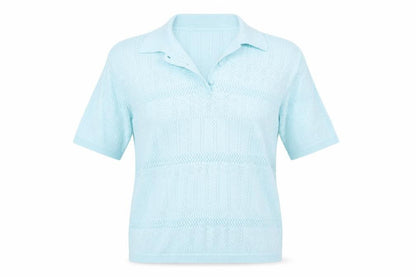 Womens UK Size 14 Damart Blue Henley Jumper