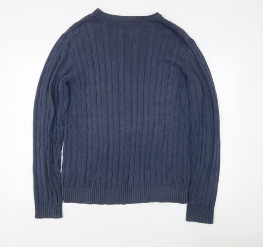 Blue Harbour Men's Blue Cable-Knit Pullover Jumper L