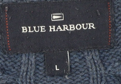 Blue Harbour Men's Blue Cable-Knit Pullover Jumper L