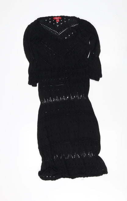 Monsoon Women's Black Knit Dress, Size 10, V-Neck