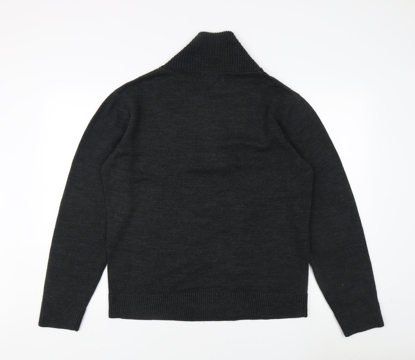 River Island Men's Black XL Jumper, Button Accent