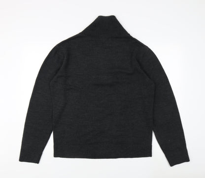 River Island Men's Black XL Jumper, Button Accent