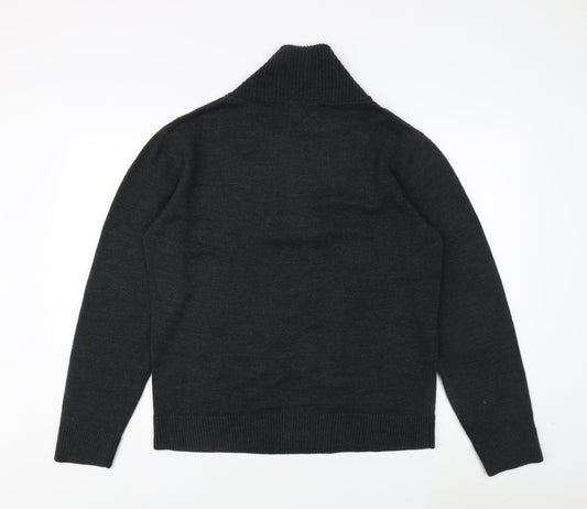 River Island Men's Black XL Jumper, Button Accent