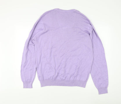 Marks and Spencer Men's Purple Cotton Pullover Jumper L