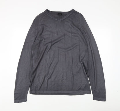 Next Men's Grey Pullover Jumper V-Neck M