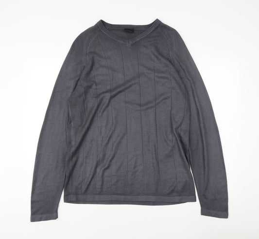 Next Men's Grey Pullover Jumper V-Neck M