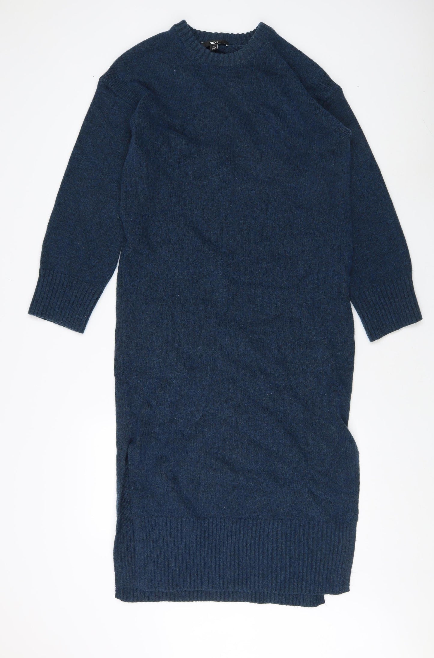 Next Women's Blue Jumper Dress S Crew Neck Midi