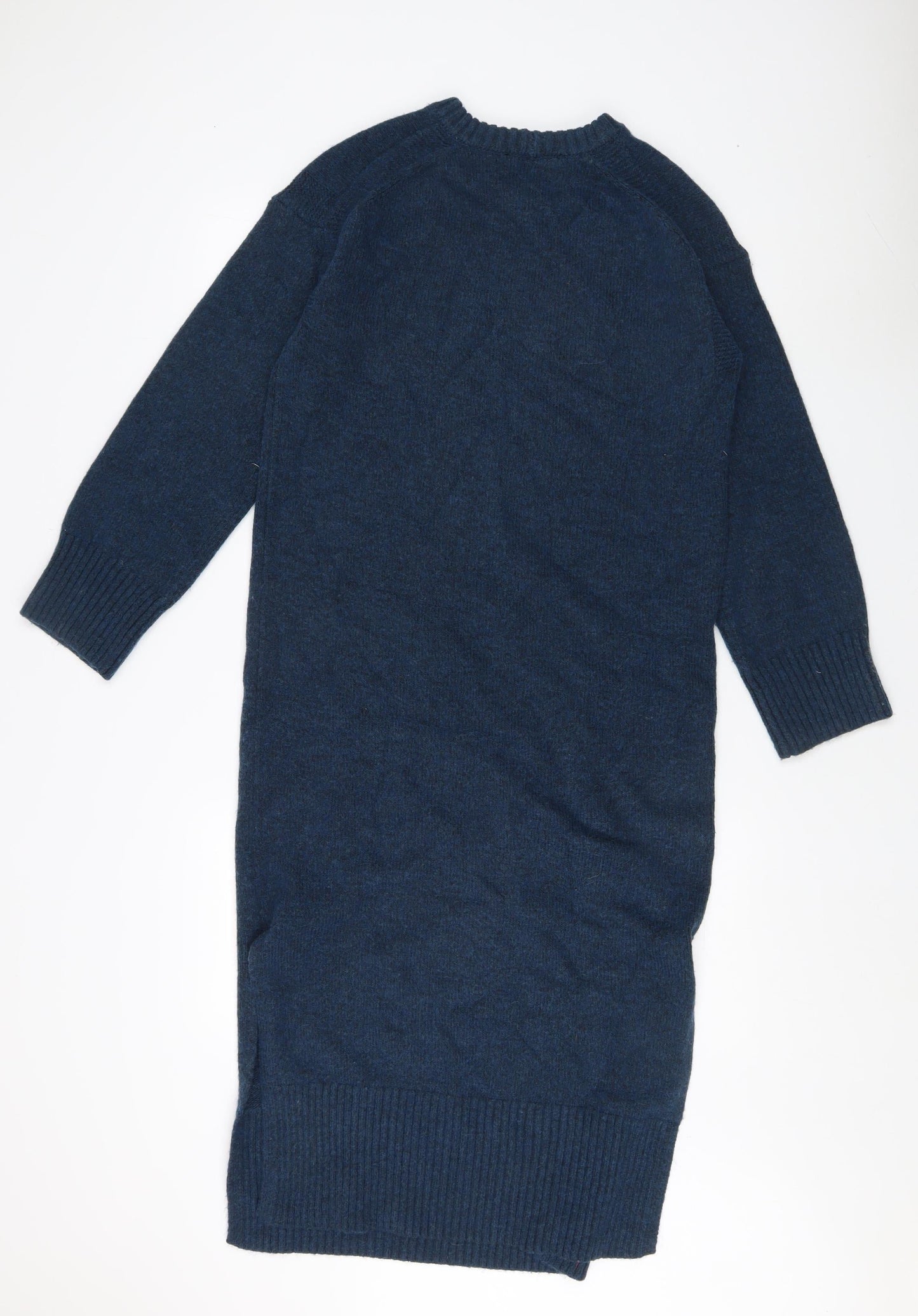 Next Women's Blue Jumper Dress S Crew Neck Midi