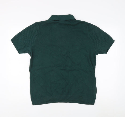 Red Herring Men's Green Collared 1/4 Zip Jumper L