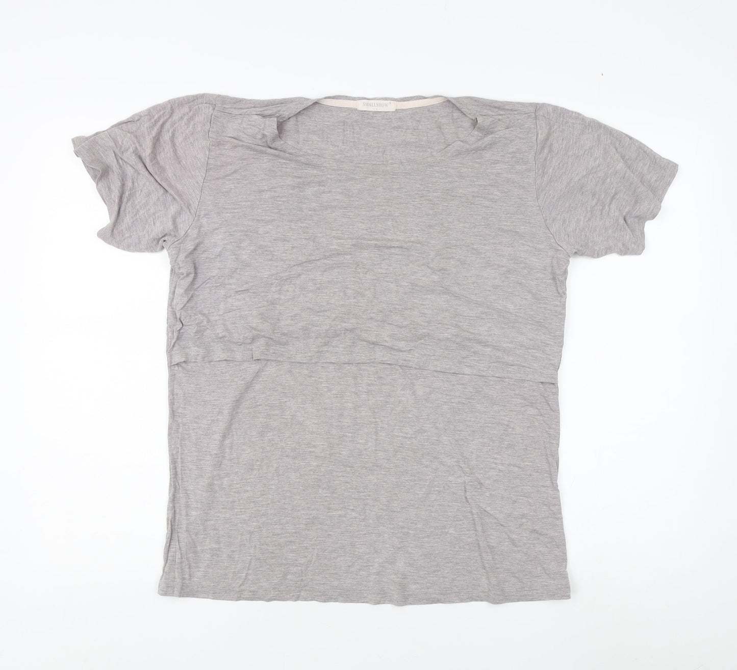 Womens UK Size L SMALLSHOW Grey Basic T-Shirt