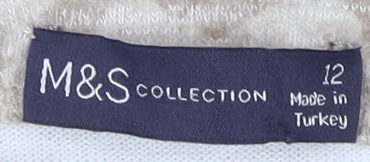 Womens UK Size 12 Marks and Spencer Beige Basic T-Shirt