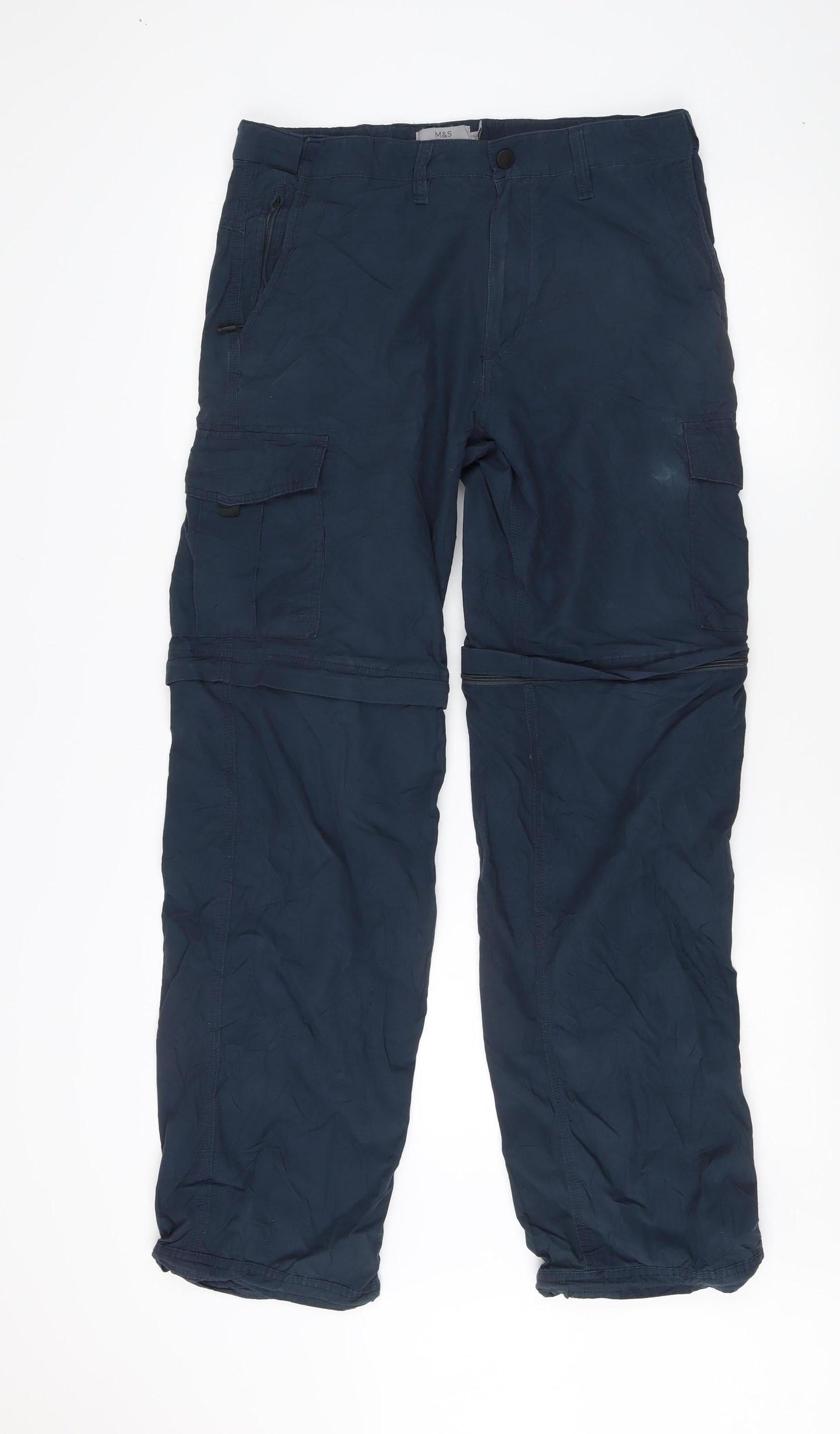 Marks and Spencer Men's Blue Cargo Trousers Size 32