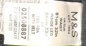 Marks and Spencer Men's Blue Cargo Trousers Size 32