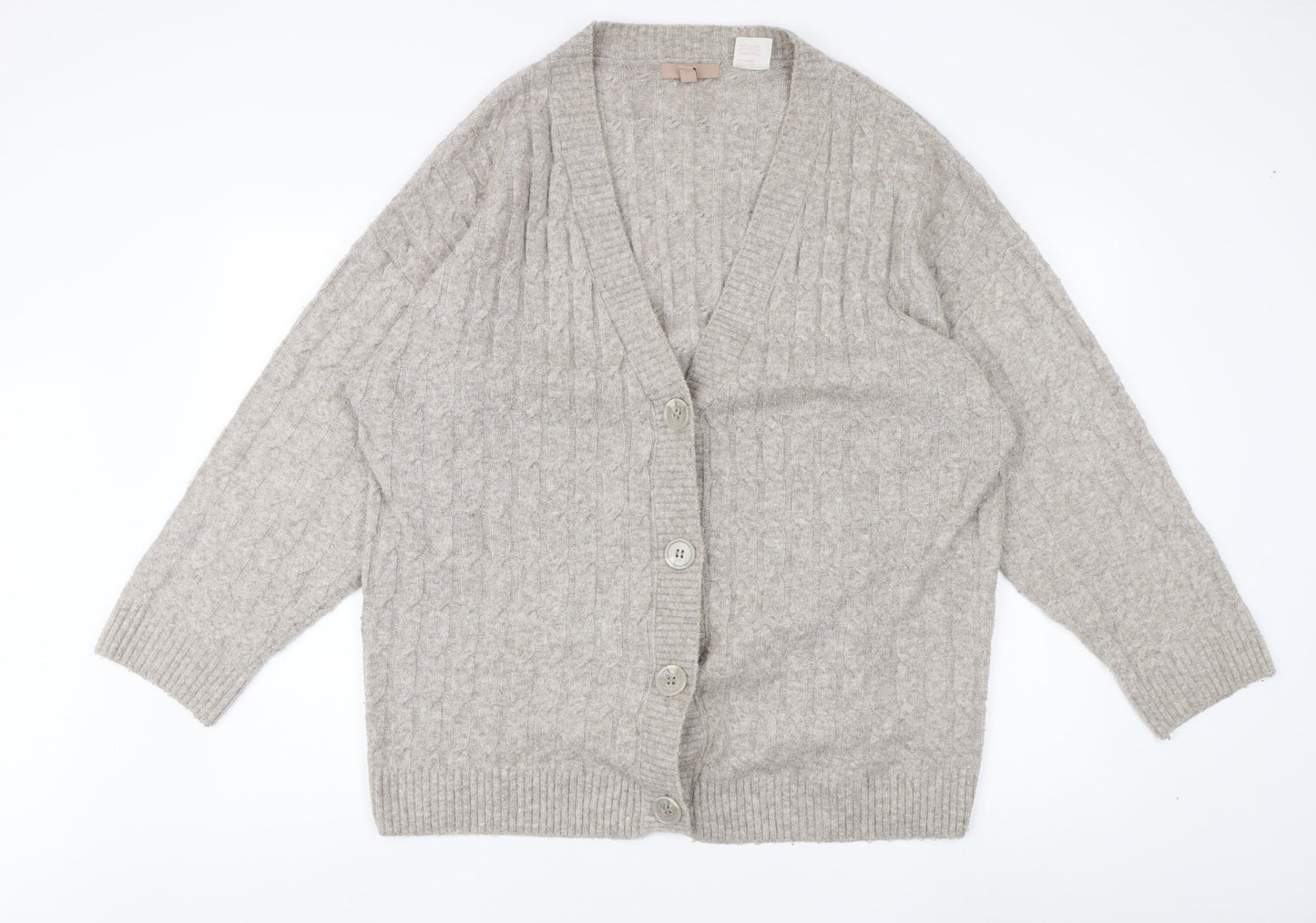 Womens UK Size M H&M Grey Cardigan Jumper