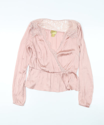 Womens UK Size 8 H&M Pink Wrap Blouse