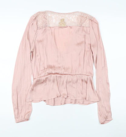 Womens UK Size 8 H&M Pink Wrap Blouse