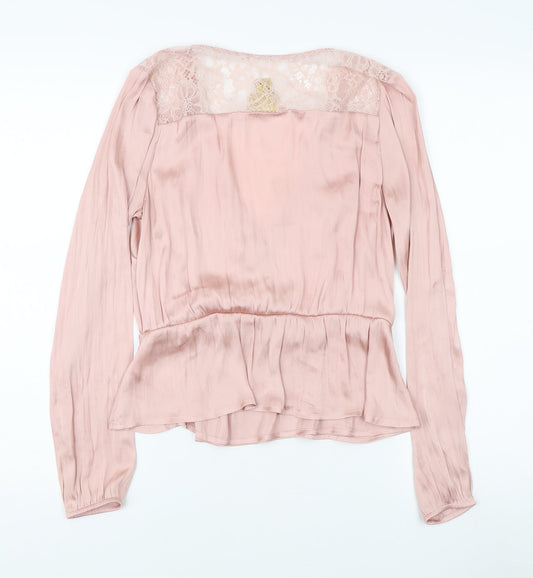 Womens UK Size 8 H&M Pink Wrap Blouse