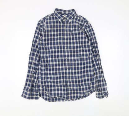 Uniqlo Men's Blue Plaid Long Sleeve Dress Shirt S