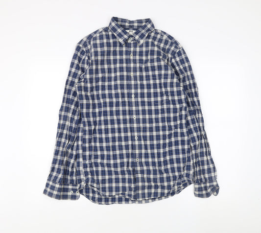 Uniqlo Men's Blue Plaid Long Sleeve Dress Shirt S