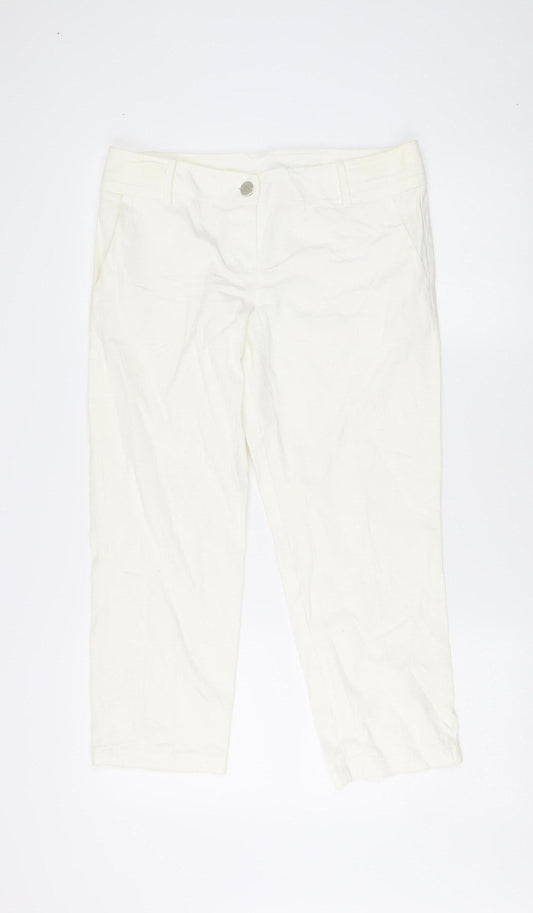 Womens UK Size 12 Wallis Regular Fit Capri Ivory Trousers