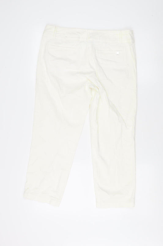Womens UK Size 12 Wallis Regular Fit Capri Ivory Trousers