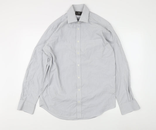 Mens UK Collar Size 15 Marks and Spencer Smart Grey  Dress Shirt