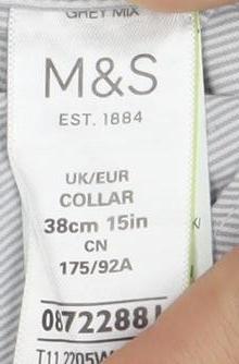 Mens UK Collar Size 15 Marks and Spencer Smart Grey  Dress Shirt