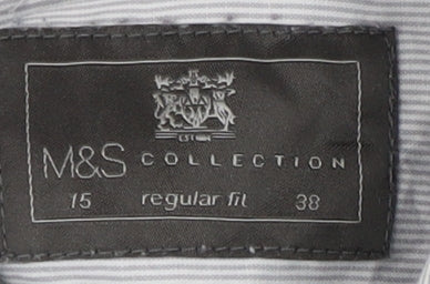 Mens UK Collar Size 15 Marks and Spencer Smart Grey  Dress Shirt