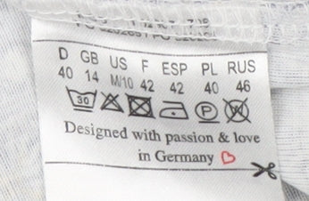 Olsen Women's Blue Geometric Long Sleeve Blouse, Size 14