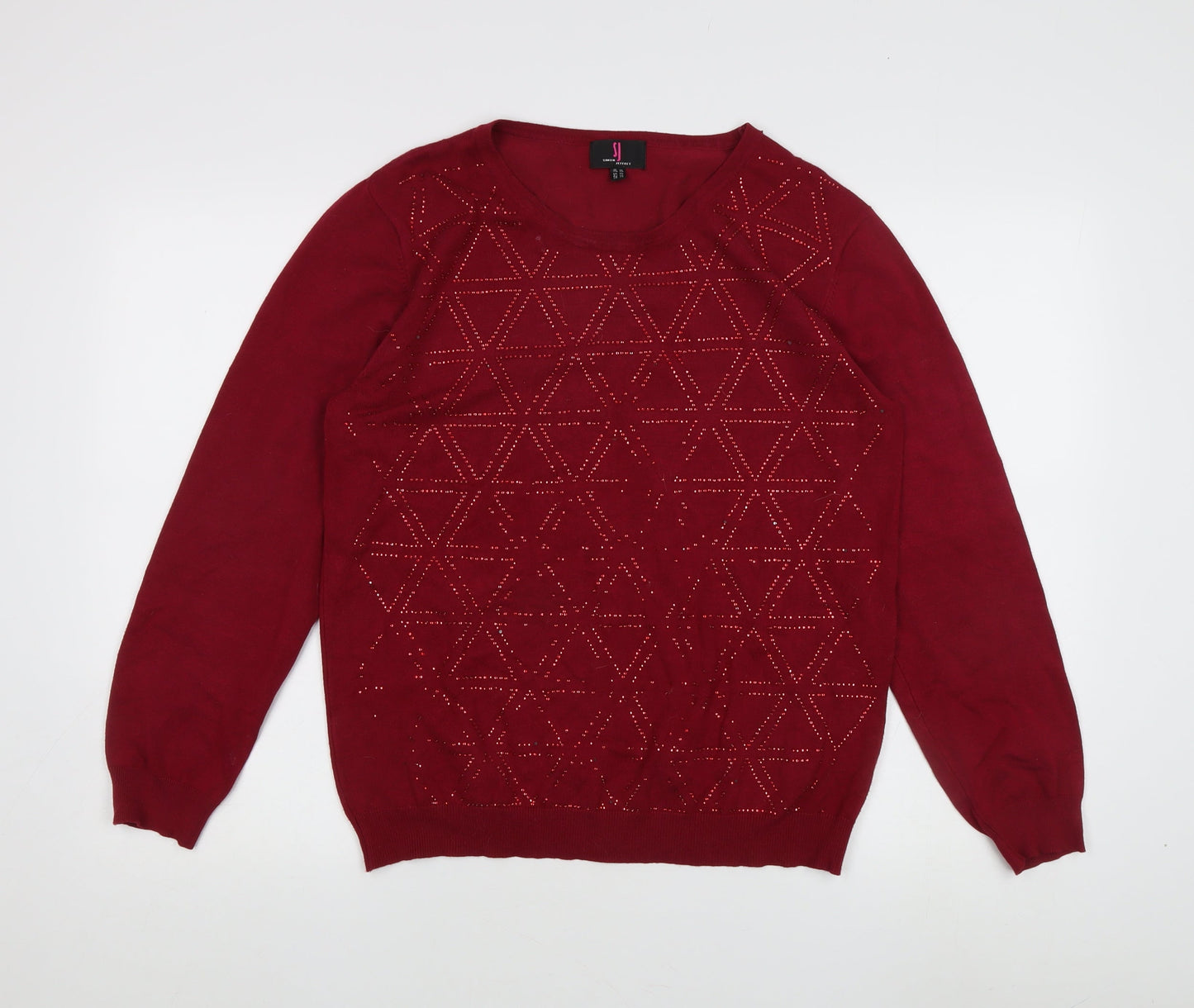 Womens UK Size XL Simon Jeffrey Red Pullover Jumper