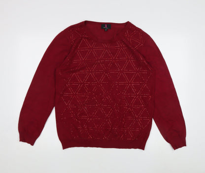 Womens UK Size XL Simon Jeffrey Red Pullover Jumper