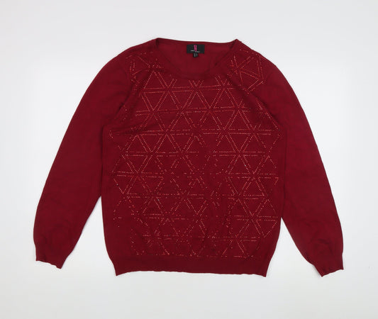 Womens UK Size XL Simon Jeffrey Red Pullover Jumper